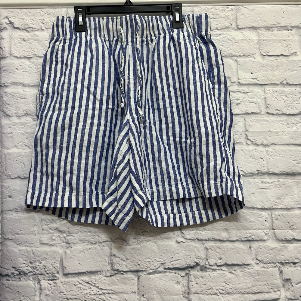 Lands' End Womens Shorts High Rise Striped Blue White Size S Casual Comfort